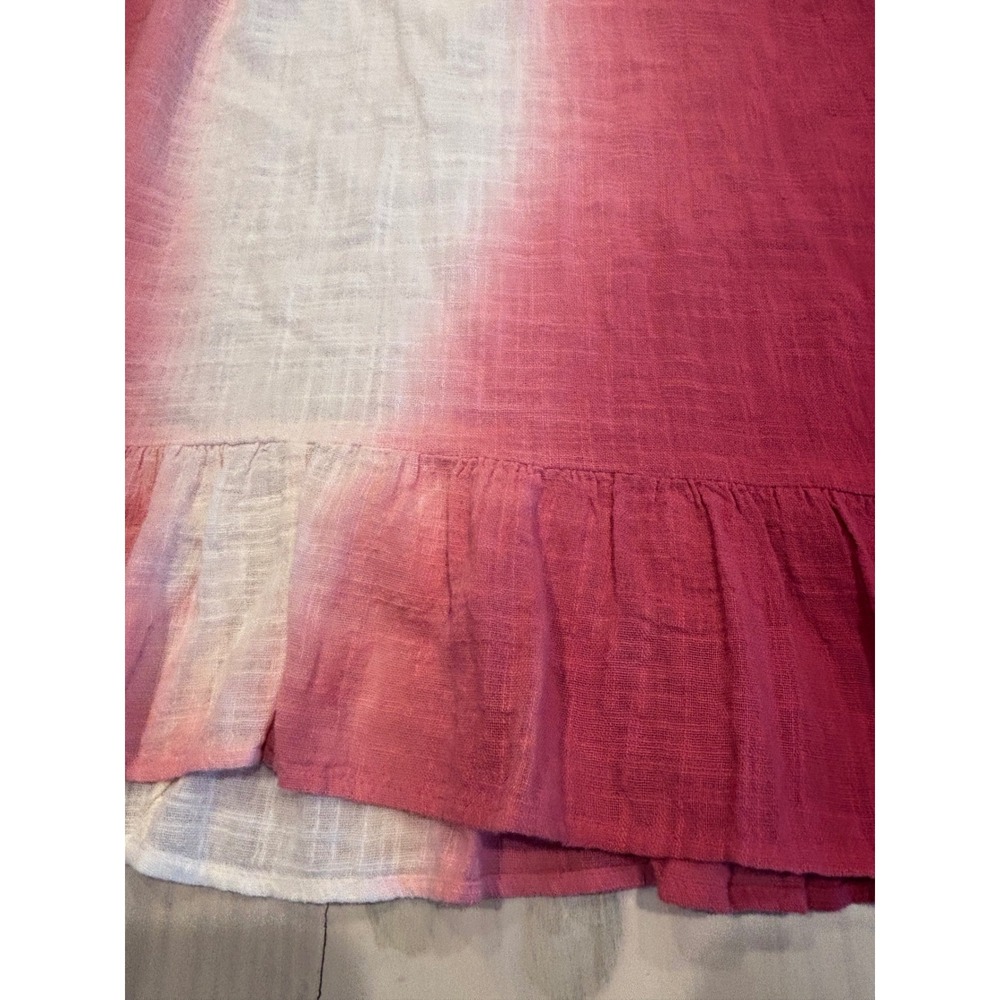 Lane Bryant Womens Plus 14/16 Cotton Ombre Gauze Poncho Top Ruffle Hem Burgundy - Picture 11 of 11